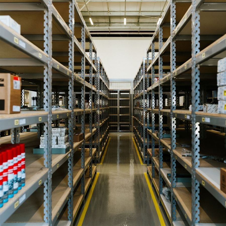 Stocked warehouse racking